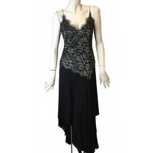 NEW GEORGES RECH women's lace asymmetrical cocktail dress in black